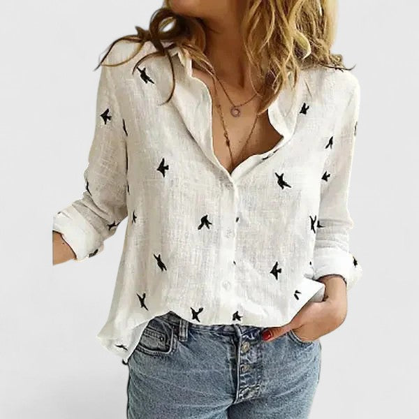 Olwen — Cotton-Linen Button-Down Blouse