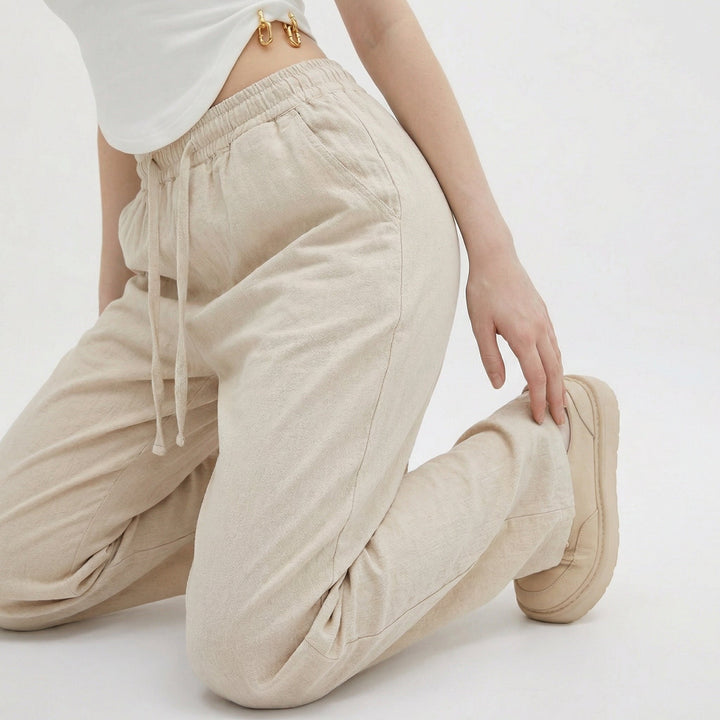 Liora — Flat-Front Linen Trousers
