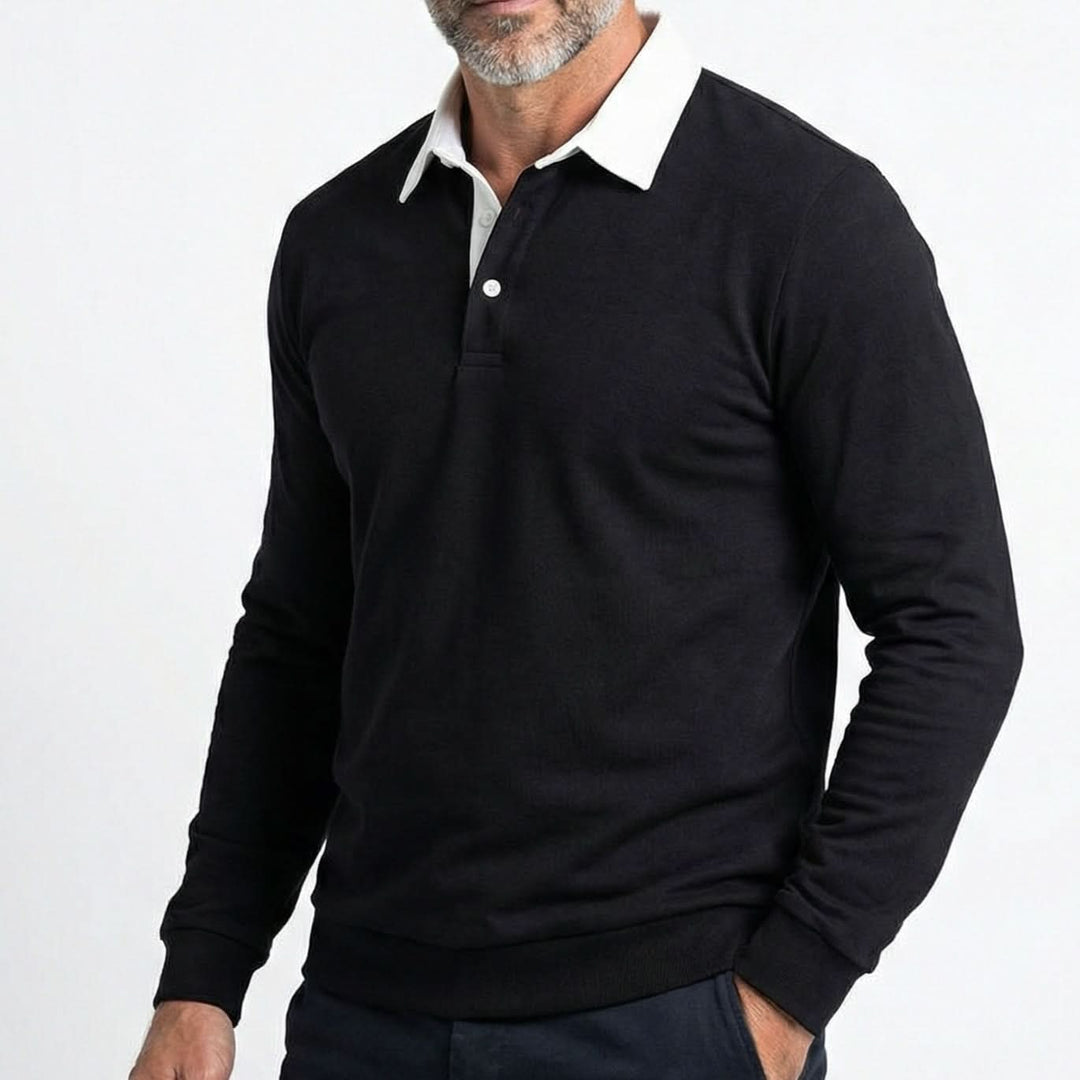 Grayson — Contrast-Collar Polo Sweater