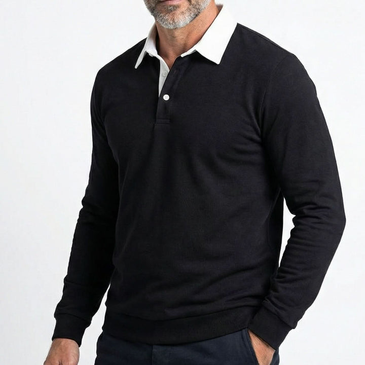 Grayson — Contrast-Collar Polo Sweater