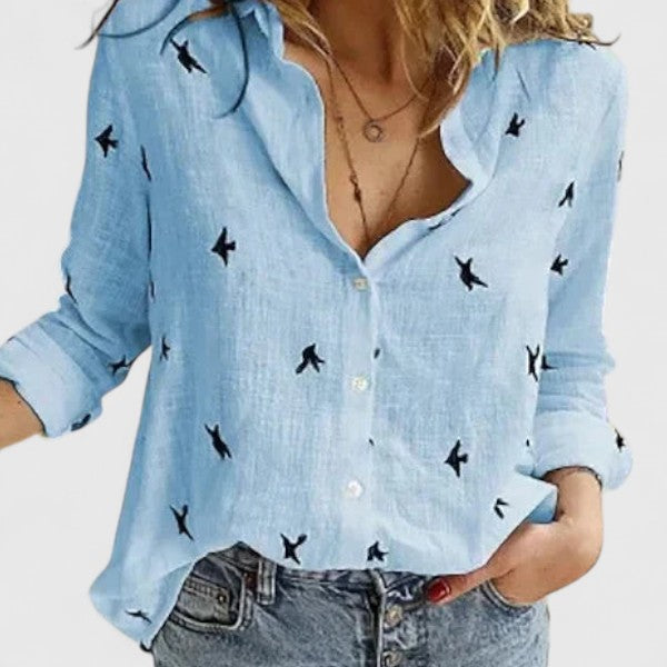 Olwen — Cotton-Linen Button-Down Blouse
