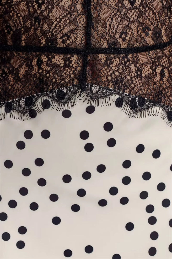 Polka-Dot Halter Maxi Dress