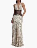 Polka-Dot Halter Maxi Dress