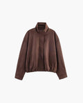 Sasha — Women's Suede-Effect High-Collar Bomber