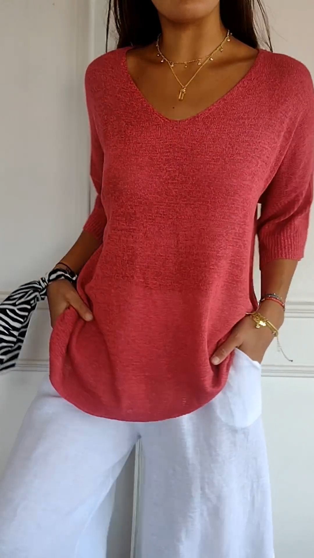 Hazel Knit — Soft V-Neck Pullover