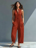 Estelle — Stand-Collar Linen Jumpsuit