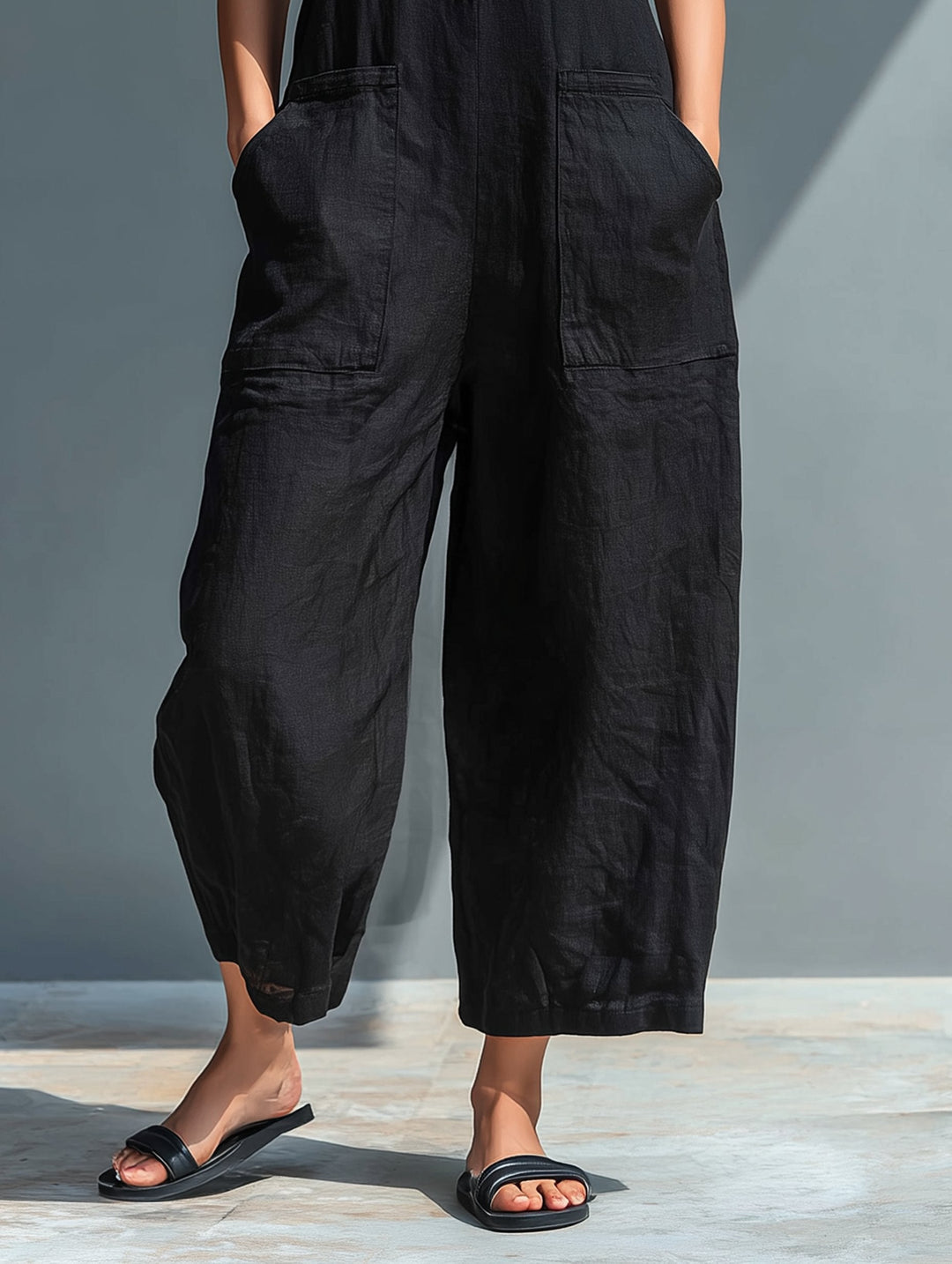 Estelle — Stand-Collar Linen Jumpsuit