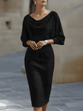 Malin Rose — Women's Cowl-Neck Knit Midi Dress