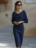 Malin Rose — Women's Cowl-Neck Knit Midi Dress