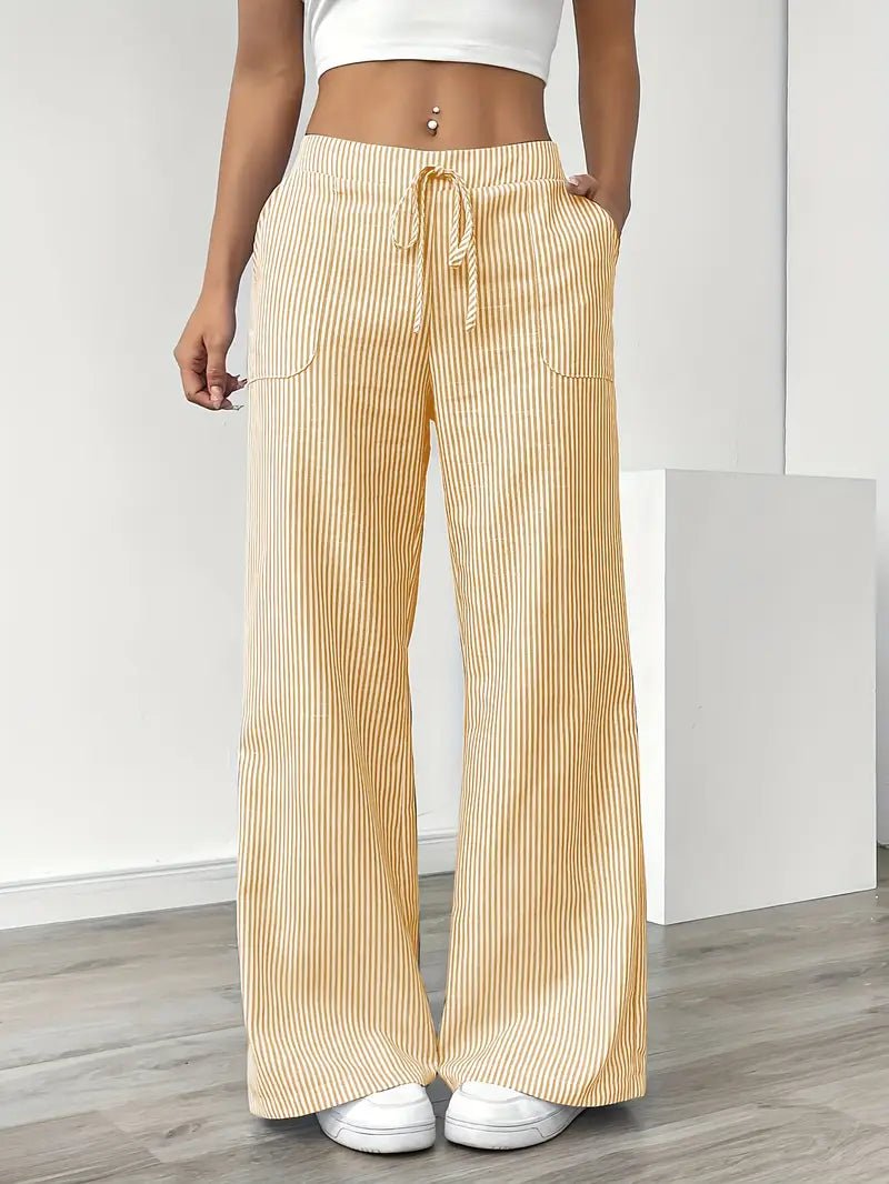 Delphine — Striped Linen Drawstring Trousers