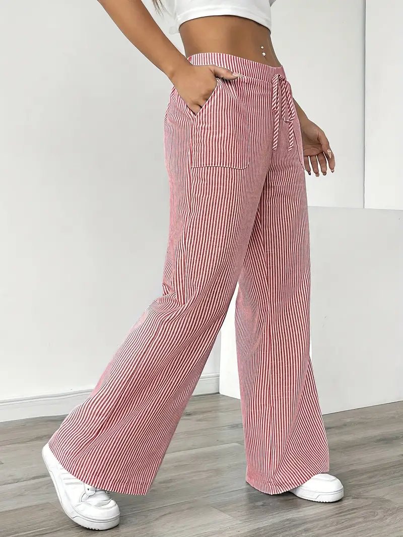 Delphine — Striped Linen Drawstring Trousers
