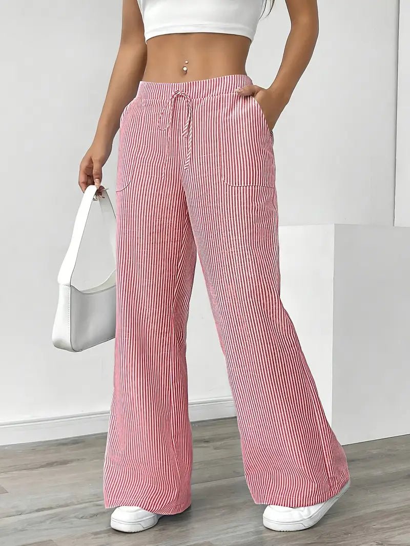 Delphine — Striped Linen Drawstring Trousers