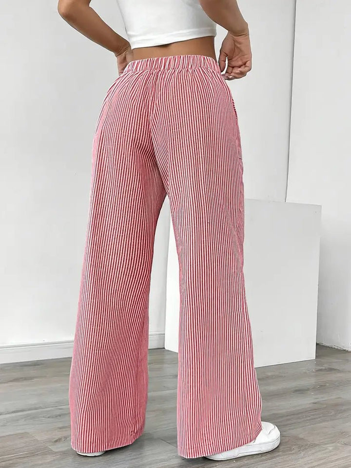 Delphine — Striped Linen Drawstring Trousers