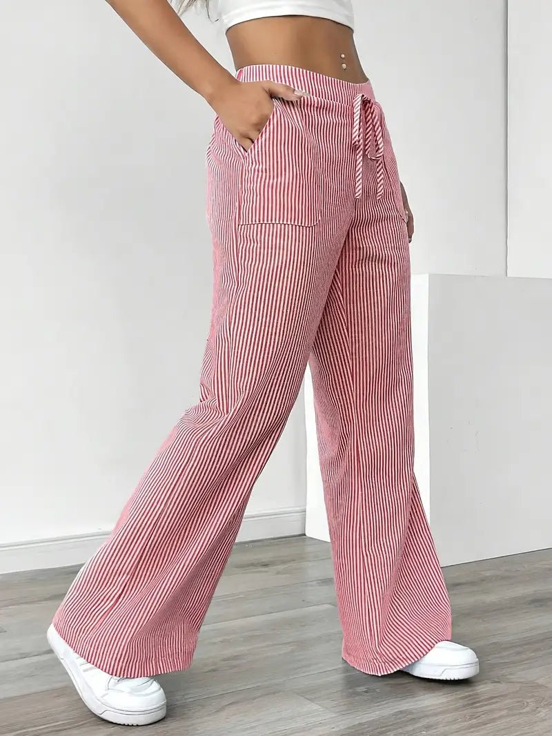 Delphine — Striped Linen Drawstring Trousers