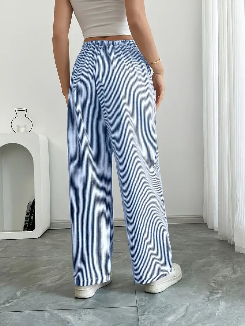 Delphine — Striped Linen Drawstring Trousers