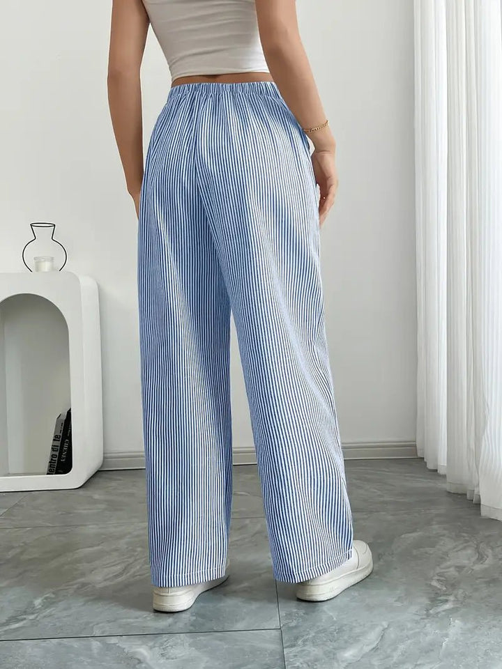 Delphine — Striped Linen Drawstring Trousers