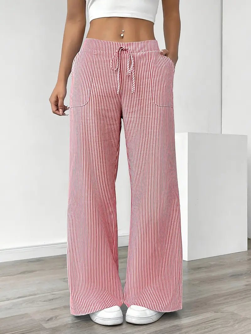 Delphine — Striped Linen Drawstring Trousers