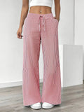 Delphine — Striped Linen Drawstring Trousers