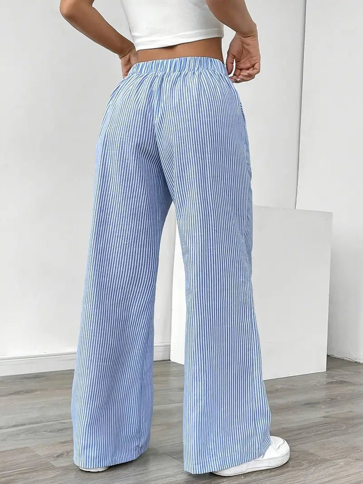 Delphine — Striped Linen Drawstring Trousers