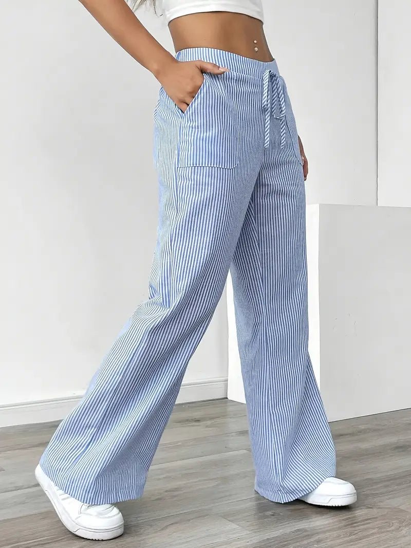 Delphine — Striped Linen Drawstring Trousers