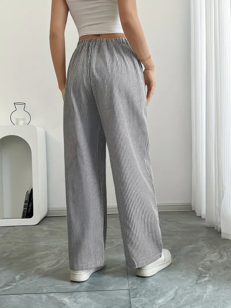 Delphine — Striped Linen Drawstring Trousers
