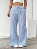Delphine — Striped Linen Drawstring Trousers