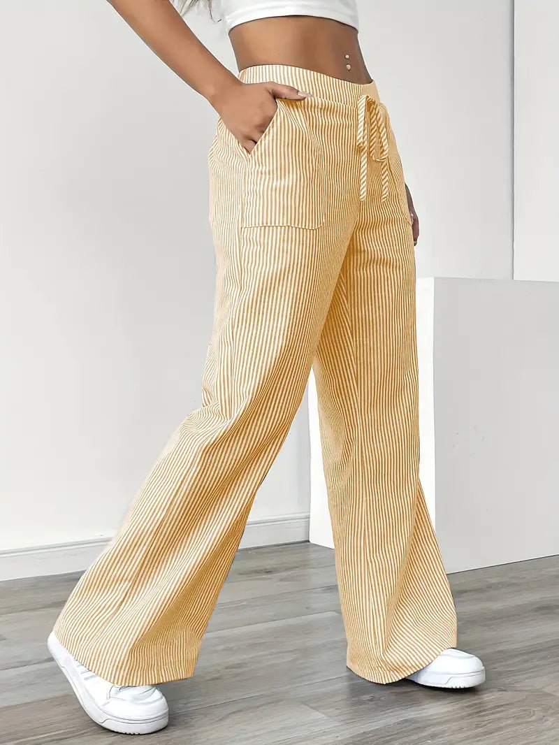 Delphine — Striped Linen Drawstring Trousers