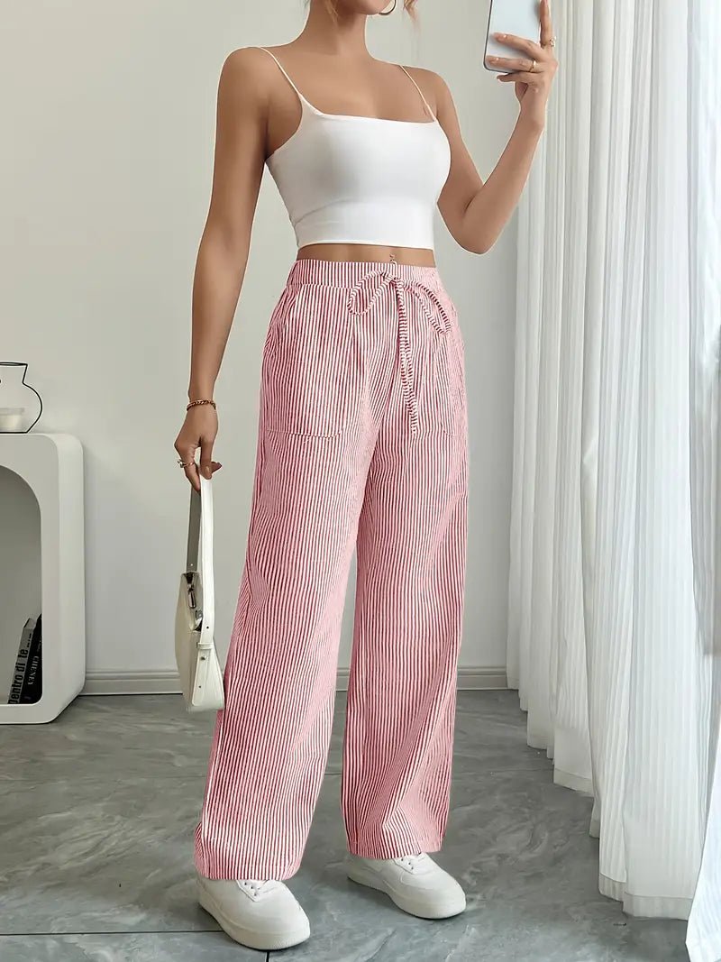 Delphine — Striped Linen Drawstring Trousers