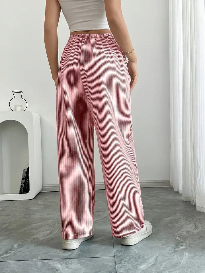 Delphine — Striped Linen Drawstring Trousers