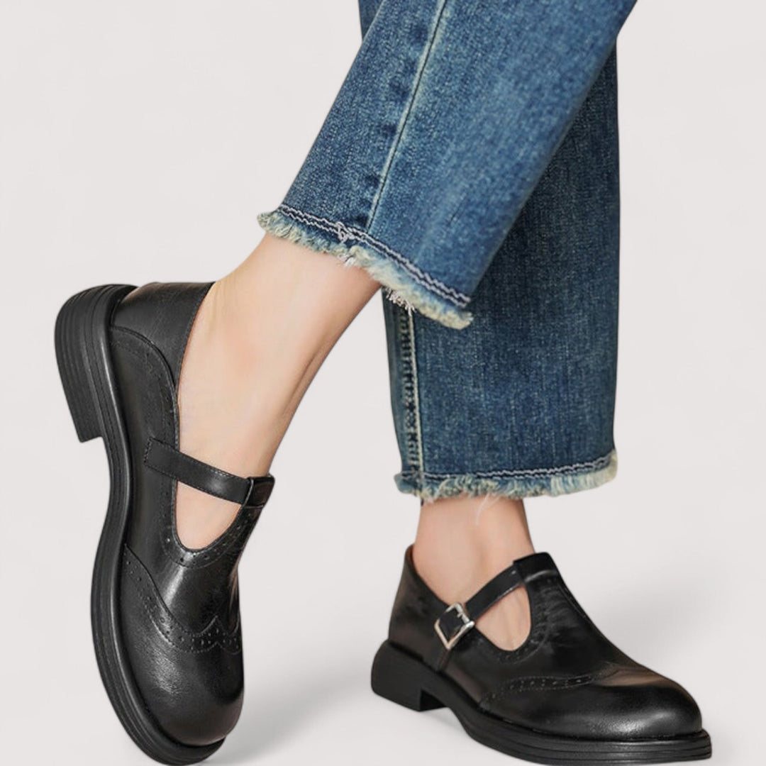 Adele Shoe — Leather Buckle Mary Janes