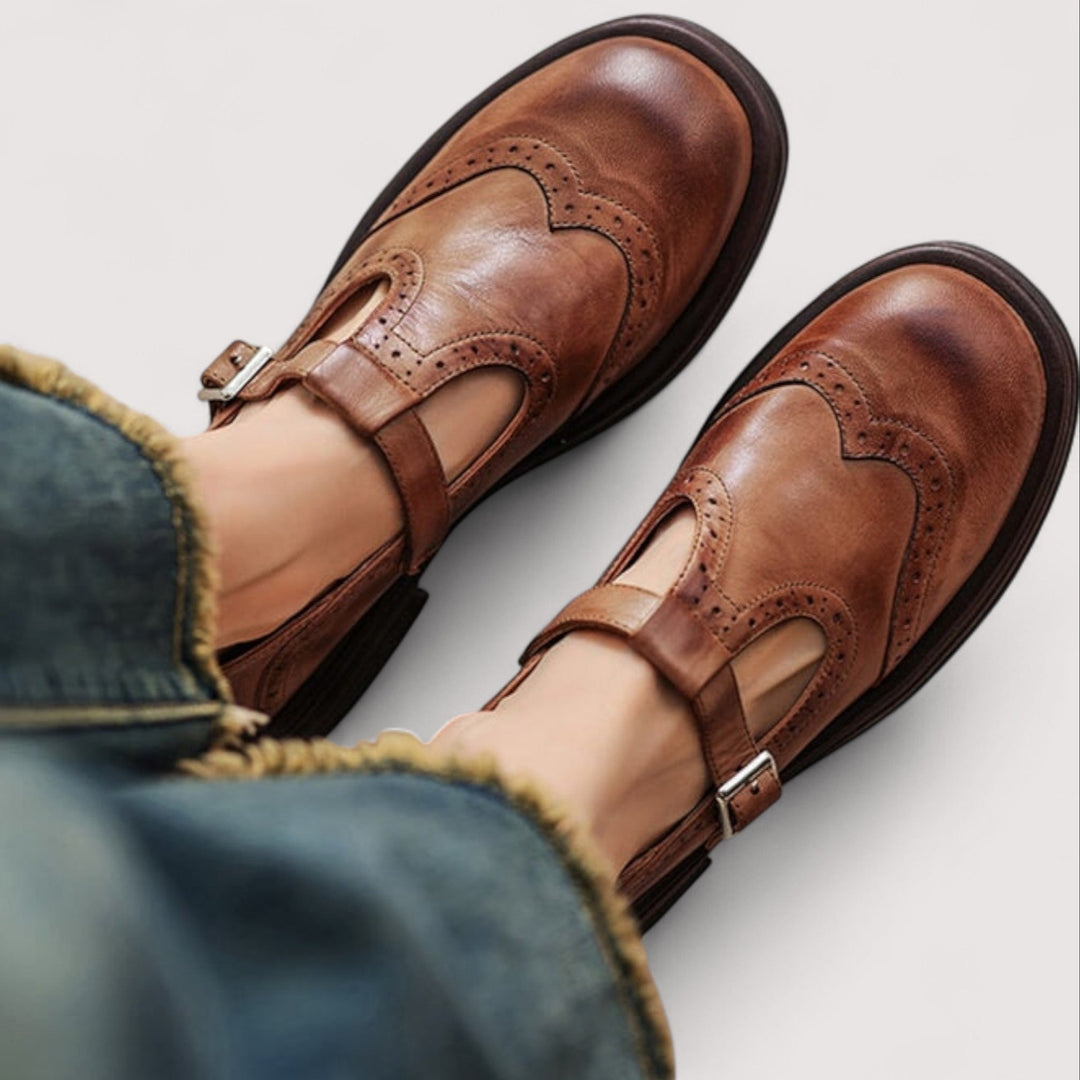 Adele Shoe — Leather Buckle Mary Janes