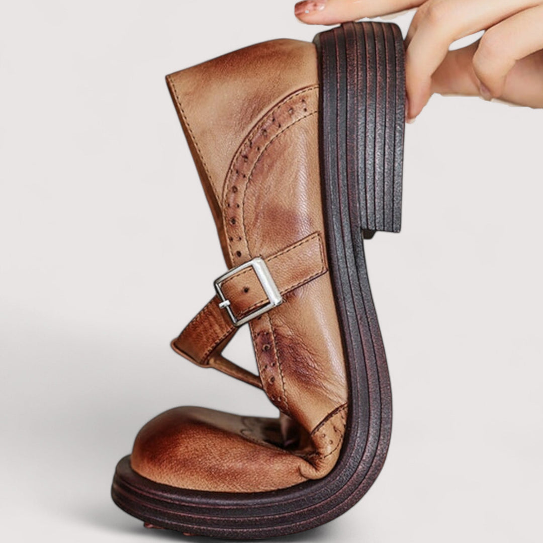 Adele Shoe — Leather Buckle Mary Janes