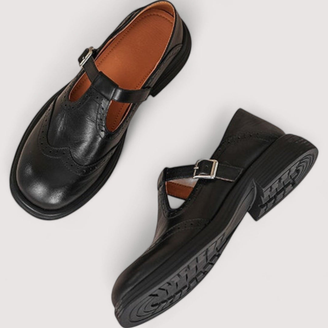 Adele Shoe — Leather Buckle Mary Janes