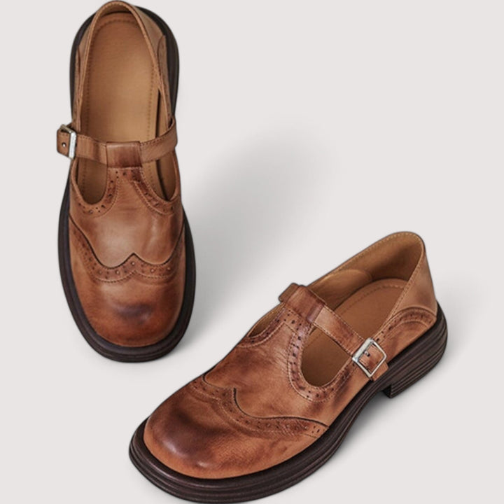 Adele Shoe — Leather Buckle Mary Janes