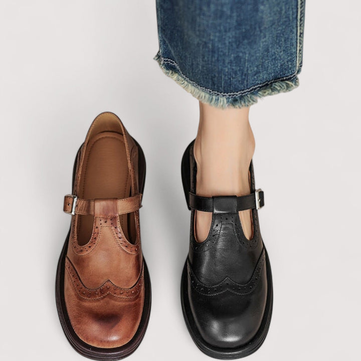 Adele Shoe — Leather Buckle Mary Janes