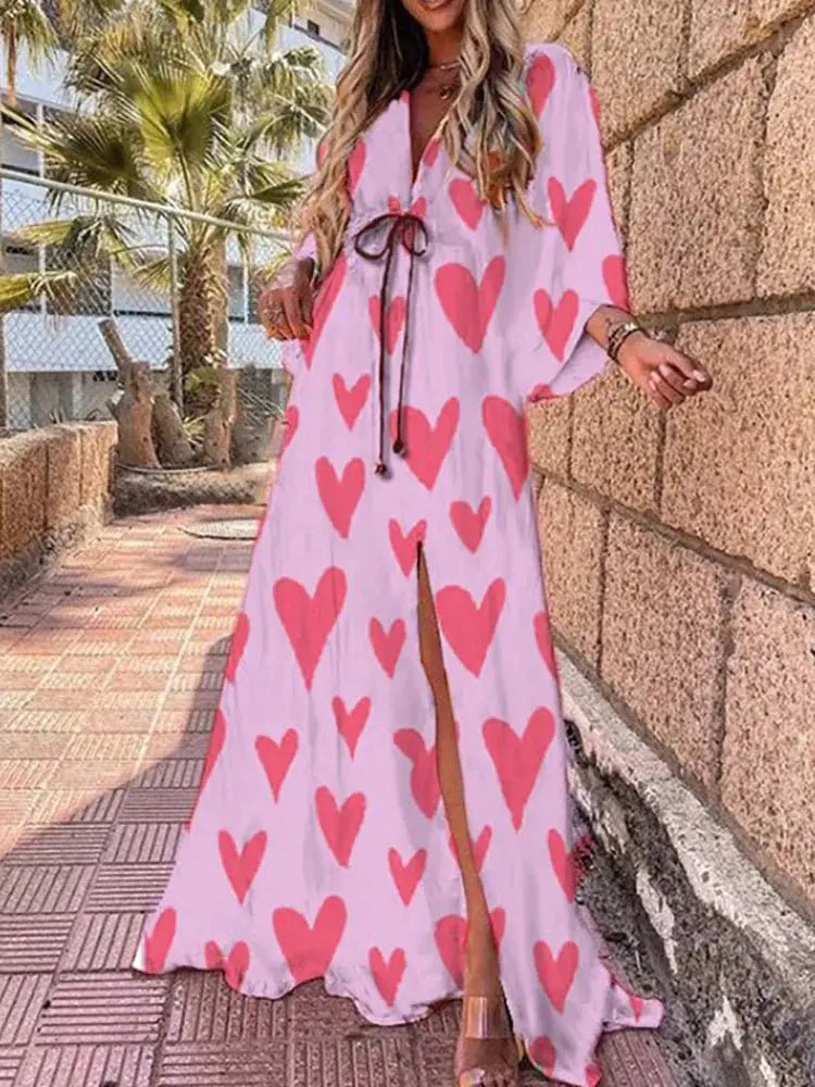 Mia — Abstract-Print Kimono-Sleeve Maxi