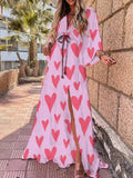 Mia — Abstract-Print Kimono-Sleeve Maxi