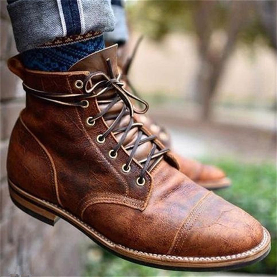 Everett — Men’s Cap-Toe Lace-Up Leather Ankle Boots