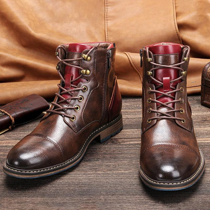 Joe — Men’s Leather Oxford Cap-Toe Lace-Up Ankle Boots