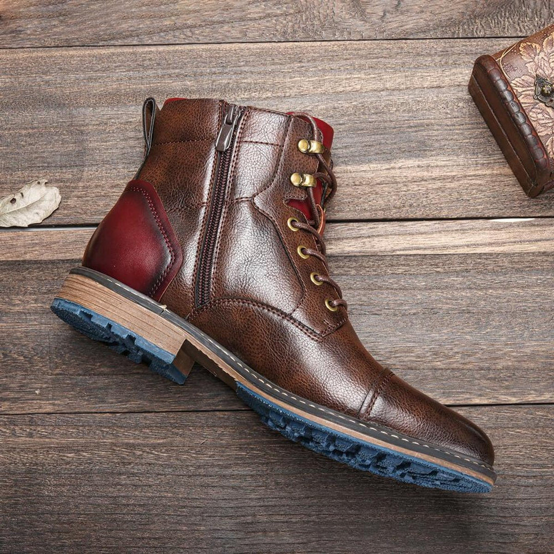 Joe — Men’s Leather Oxford Cap-Toe Lace-Up Ankle Boots