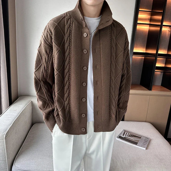Hugo — Men’s Cable-Knit Stand-Collar Cardigan