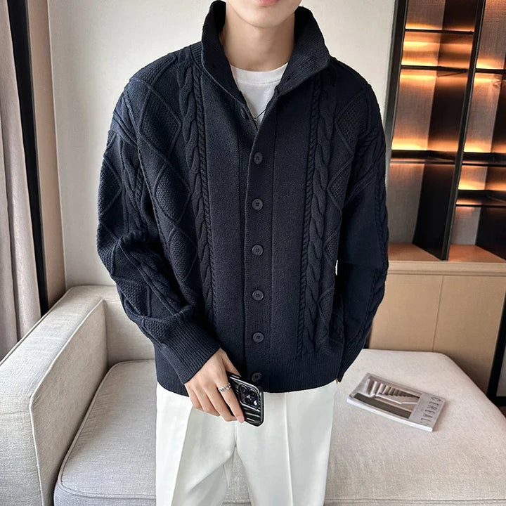 Hugo — Men’s Cable-Knit Stand-Collar Cardigan