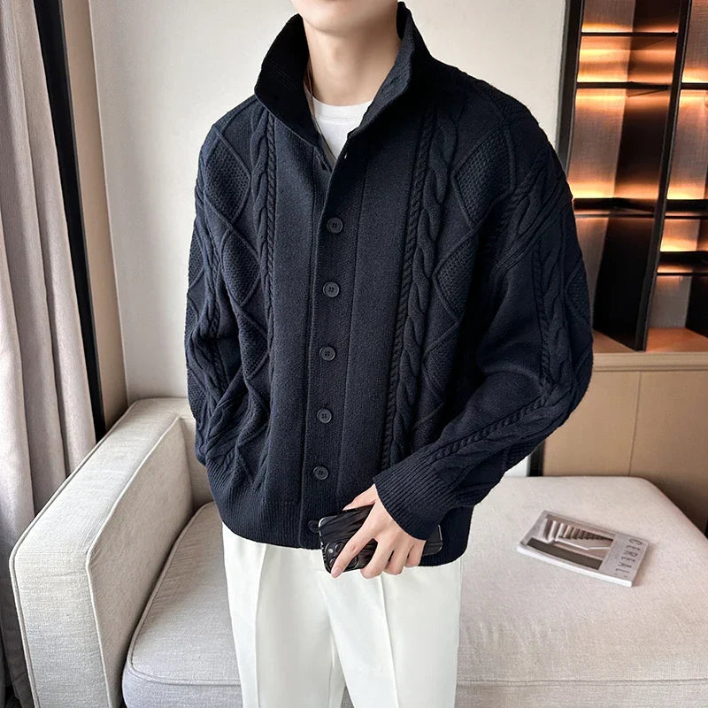 Hugo — Men’s Cable-Knit Stand-Collar Cardigan
