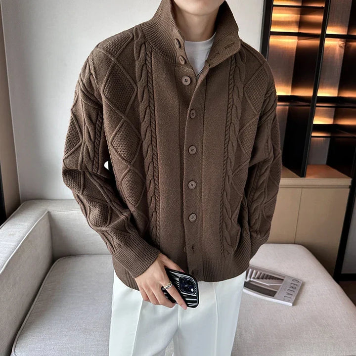 Hugo — Men’s Cable-Knit Stand-Collar Cardigan