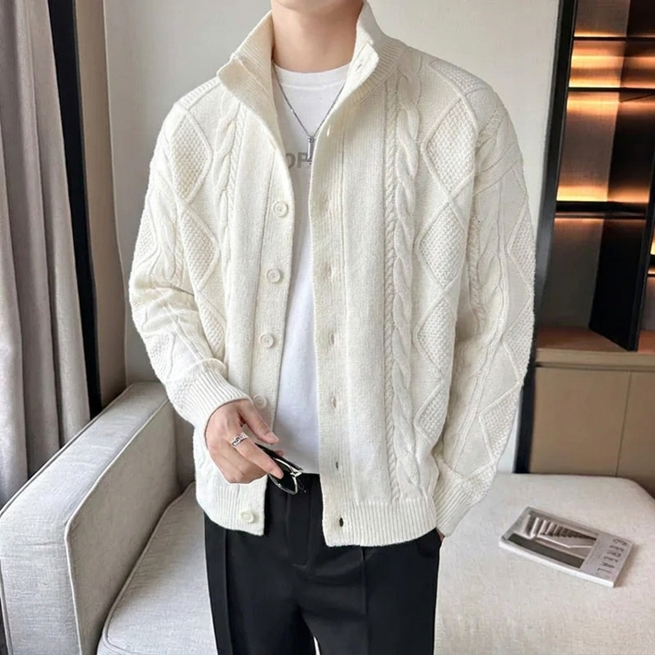Hugo — Men’s Cable-Knit Stand-Collar Cardigan