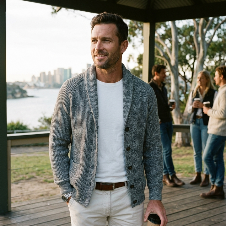 Sinclair — Shawl-Collar Button-Front Cardigan