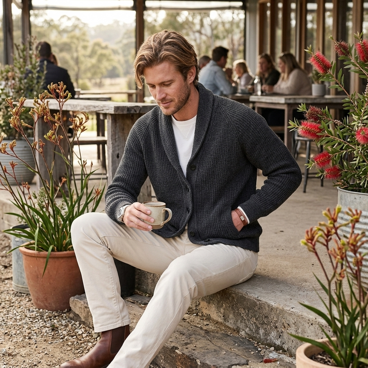 Sinclair — Shawl-Collar Button-Front Cardigan
