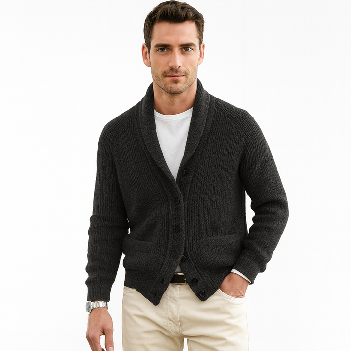 Sinclair — Shawl-Collar Button-Front Cardigan