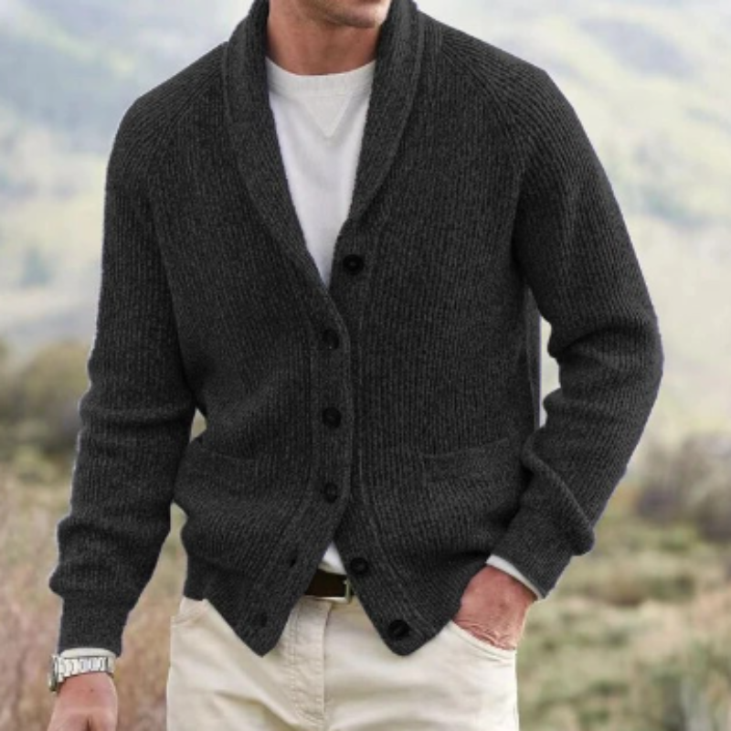 Sinclair — Shawl-Collar Button-Front Cardigan
