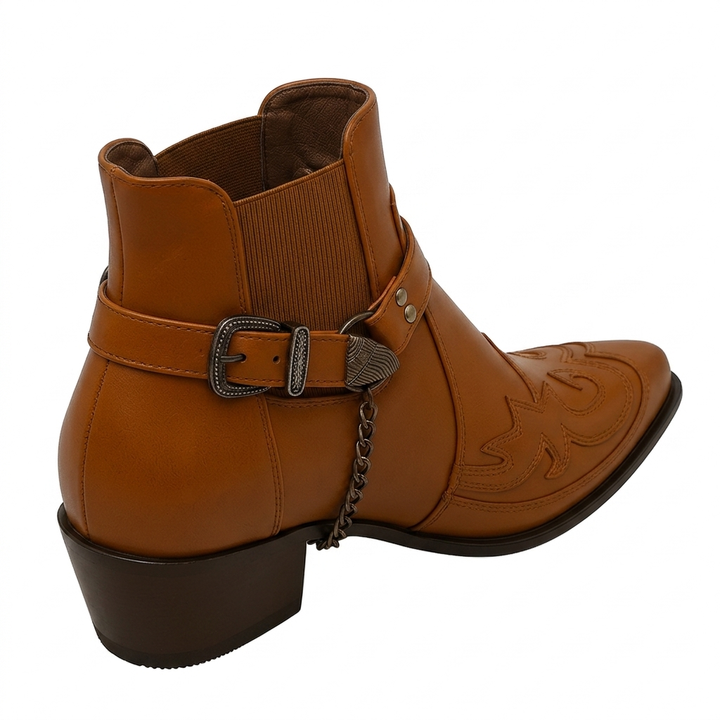 Emmett — Men’s Pointed-Toe Buckle Western Ankle Boots